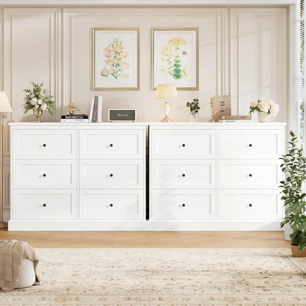 خزانة ذات 6 أدراج، خزانة مزدوجة حديثة مع أدراج عميقة، خزانة تنظيم واسعة للتخزين للمعيشة #5