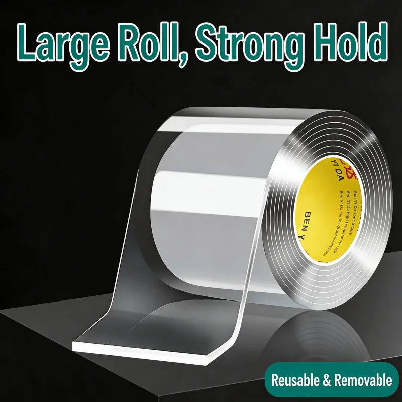 Clear Nano Double-Sided Magic Tape, High Tack No Trace Wall Sticker, Washable Reusable Waterproof Adhesive Tape, No Drill Heavy