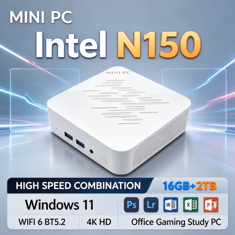 Compact Mini Computer Intel N150 Windows11 16GB RAM Optional 1TB 2TB SSD WiFi6 BT5.2 4K HD Output Office Home Gaming Mini Host