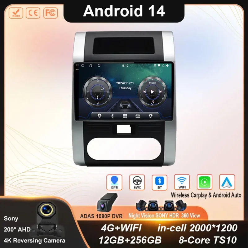 

Car Radio Multimedia For Nissan X-Trail T31 X-Trail-X-Trail 2007 -2015 Autoradio Android 14 Carplay gps WIFI+4G NO 2 Din Din dvd