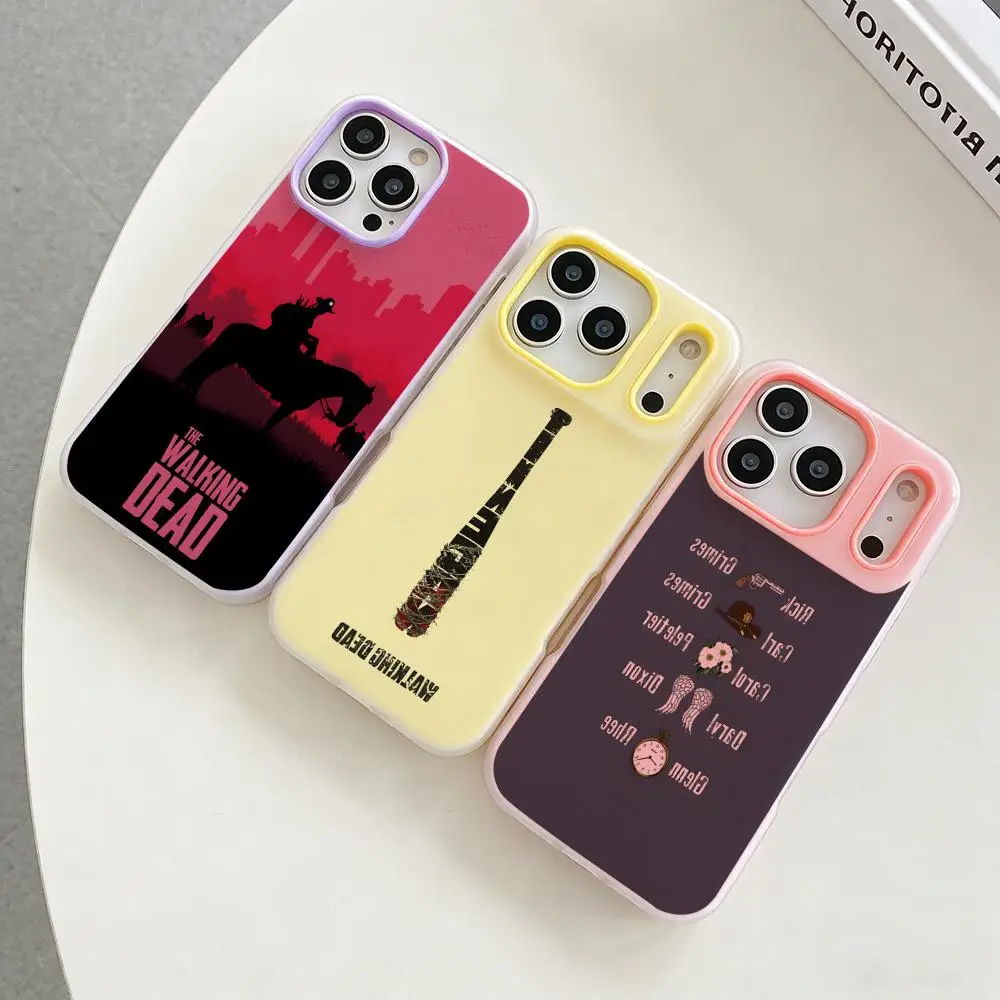 

IP T-The W-Walking D-Dead Phone Case Colorful 2‑in‑1 Jelly Matte Clear Full Protection Case For iPhone 11‑17 Series