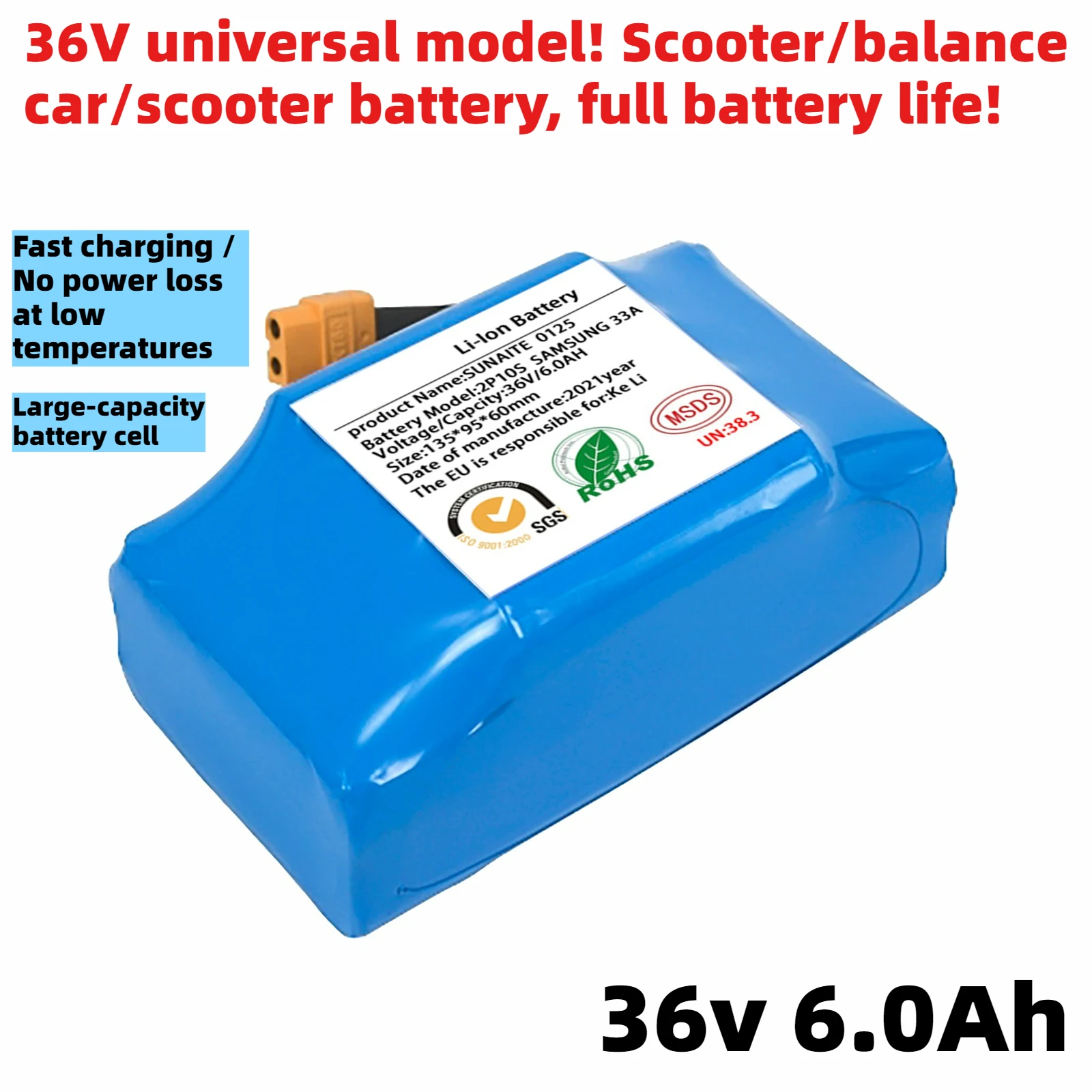 36 فولت 6Ah بطارية حزم بطارية قابلة للشحن للكهرباء سكوتر التوازن الذاتي HoverBoard الدراجة الهوائية الأحادية العجلة ماكس التحمل #1