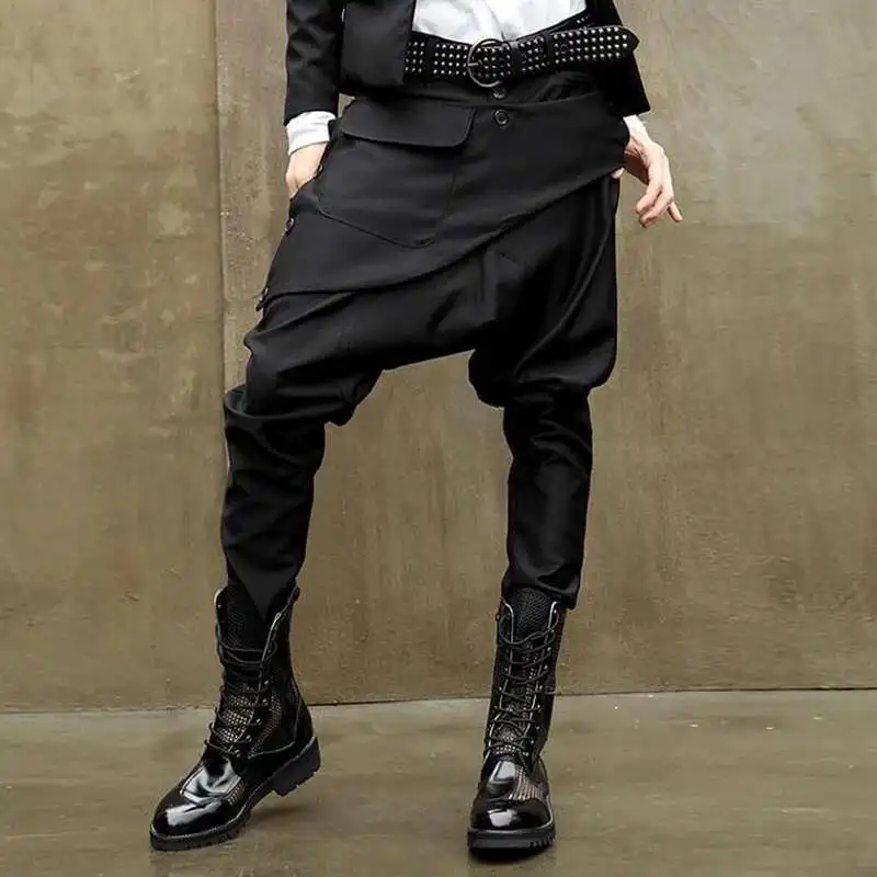 HKSH Korean Dark Fashion Men's Casual Pencil Pants Trendy Niche Design Spring Autumn Gothic Japanese Punk Pocket Trousers HK1762