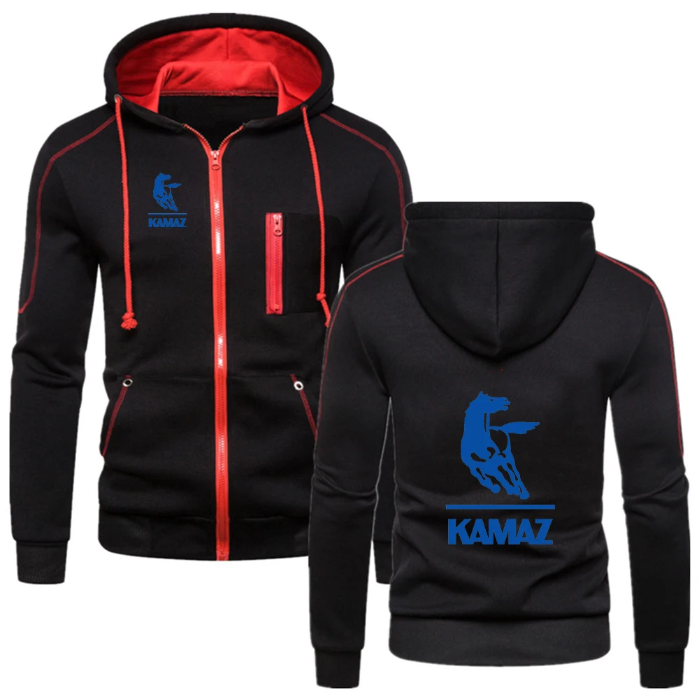 

2023 New Men's Kamaz Printing Sports and Leisure Running Harajuku Solid Hoodies Fashion Hooded Comfortable Zipper Jacket Coats