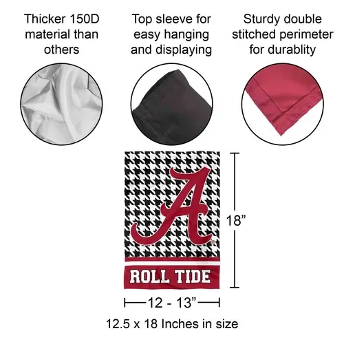 Alabama Crimson Tide Houndstooth Garden Flag and Yard Banner jjx