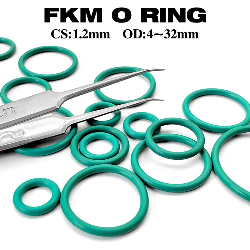 FKM Vitons Rubber O-Ring CS 1.2mm OD 4-32mm Fuel Oil Heat Resistant Sealing Gasket Auto Motor Hydraulic System Insulation Washer