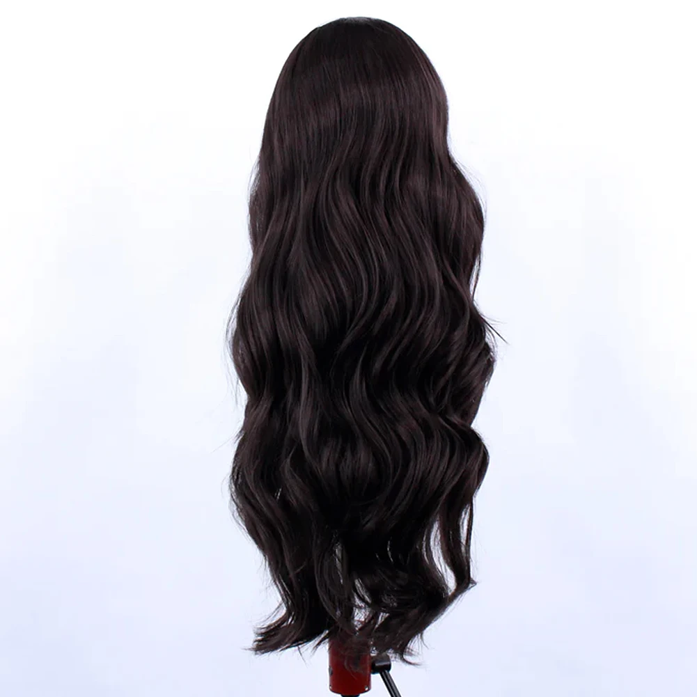 Syntetyczna koronka peruki AIMEYA 13x4 dla kobiet ciemnobrązowe peruka Body Wave naturalną linią włosów żaroodporne bezklejowe peruki do Cosplay