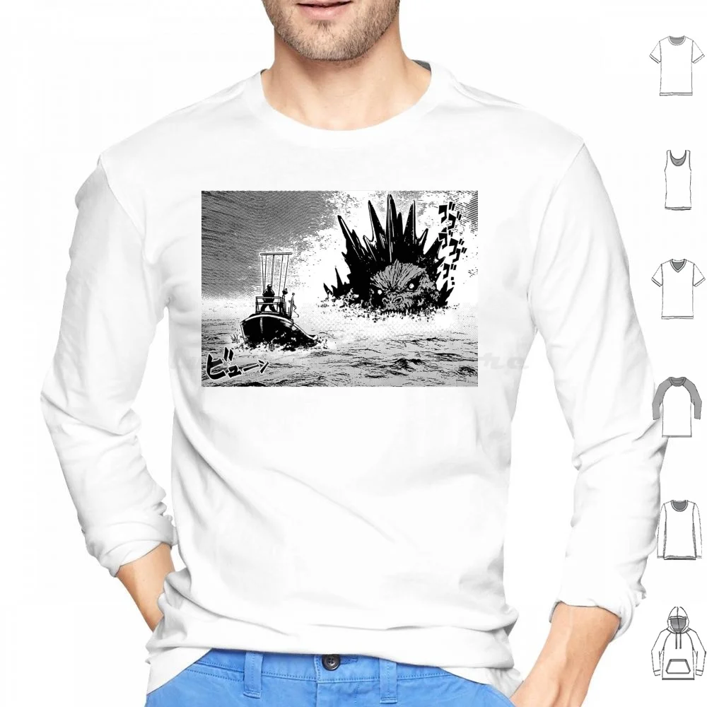 Chased By In The Ocean Hoodies Long Sleeve Monster Kaiju Japanese Movie Minus One King Of The Monsters Gojira King Of