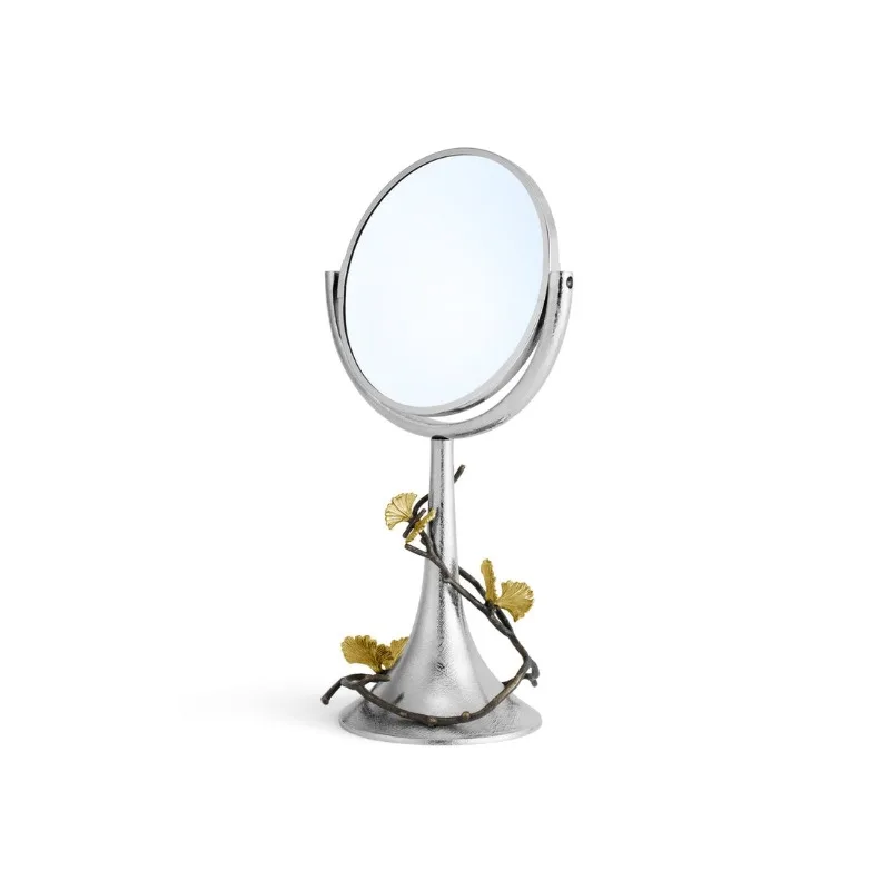 Butterfly ginkgo vanity mirror, round mirror bedroom double-sided makeup