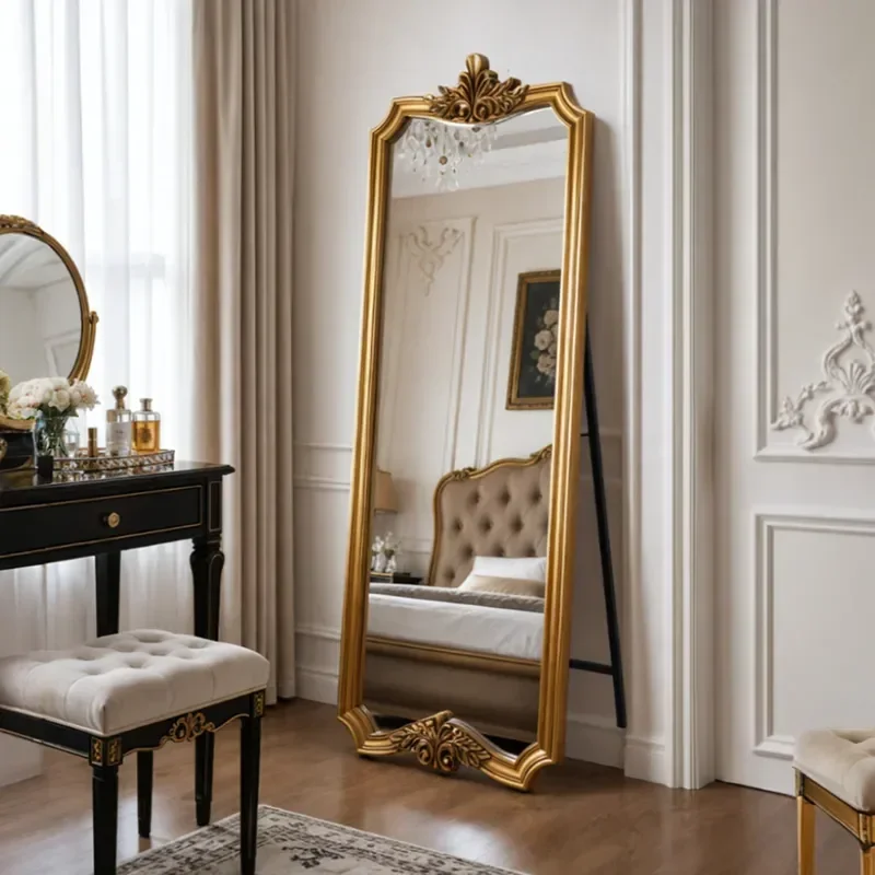 2026 New Carved Full Body Mirror Retro Floor Standing Full Length Large Mirror for Clothing Store Fitting Room Home Decor