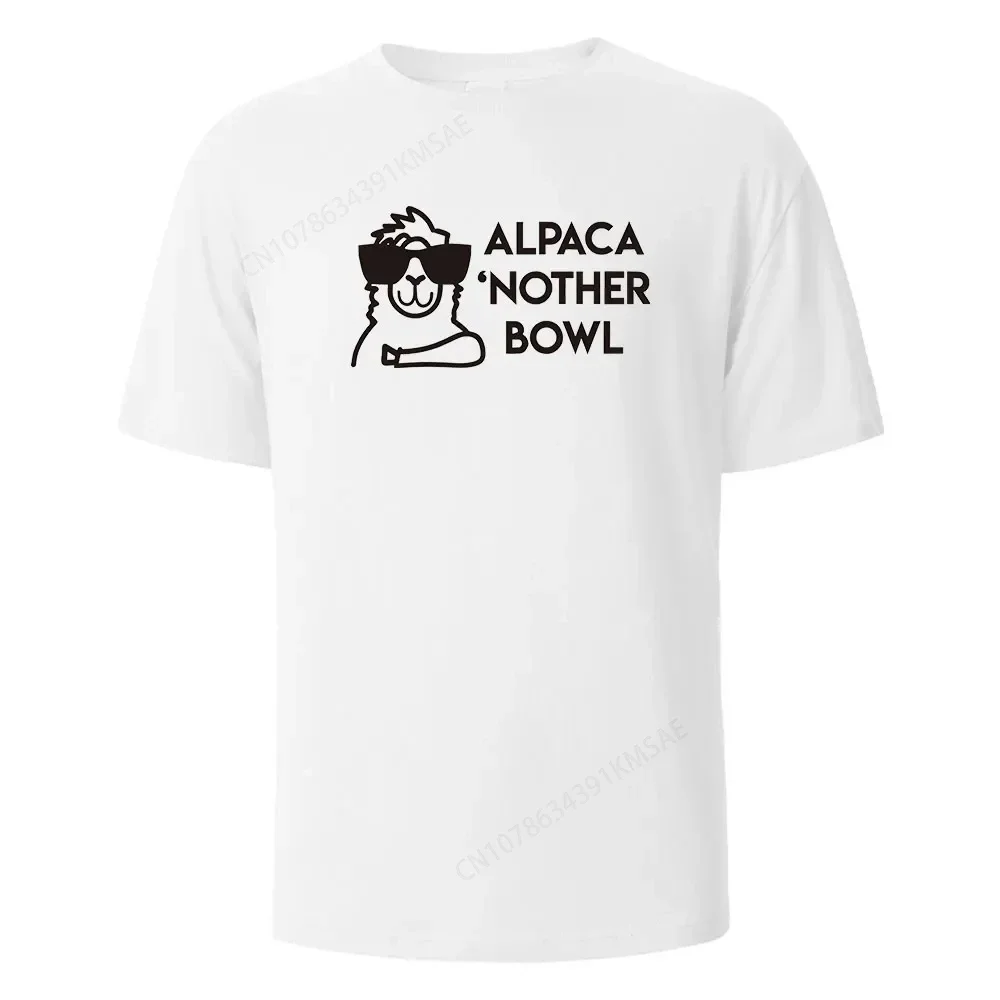 Alpaca Nother Bowl Print T-Shirt  Cotton Summer Tees For Men Women Oversize Casual Tops