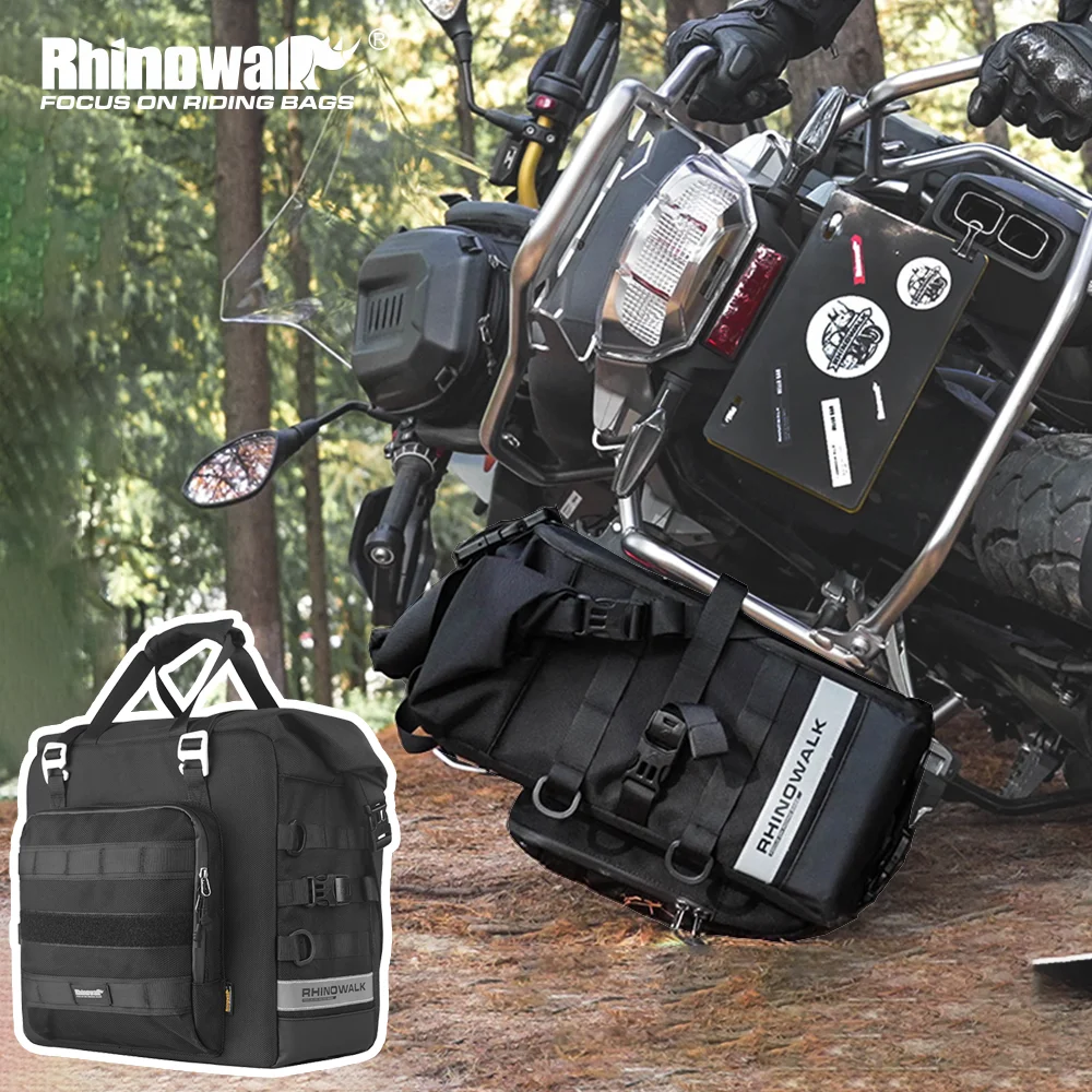 

Боковая Сумка для мотоцикла Rhinowalk, расширяемая 25-32L, быстросъемная объемная кубическая сумка Pannier с водонепроницаемой внутренней сумкой, пакет для хранения двигателя