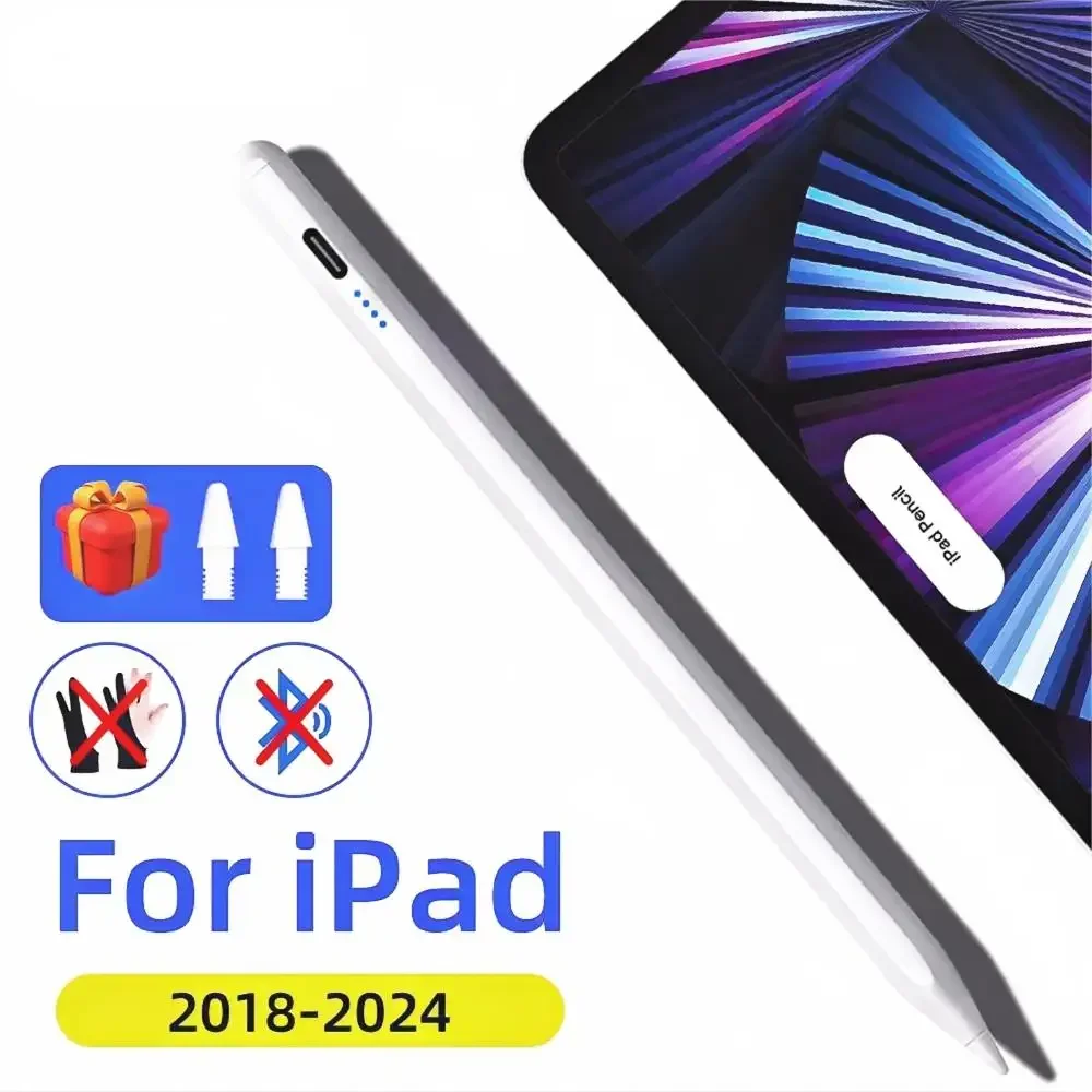 For iPad Air M2 2024 Stylus Pencil with Palm Rejection Tilt Tablet Pen for iPad Pro M4 Pro 11/12.9 iPad 5/6/7/8/9/10th Mini 6