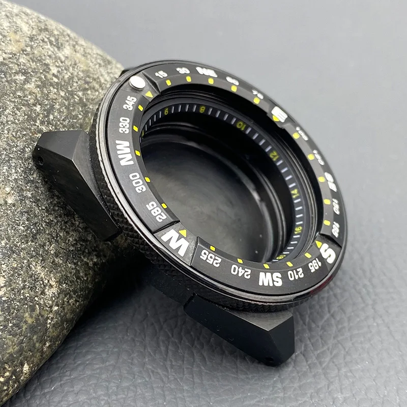 Black NH35 Case 44mm Samurai SRPE Watch Case Fits NH35 NH36 4R 7S Automatic Movement Sapphire Glass Seal Bottom Cover Watch Case