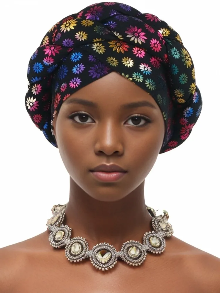 New African Auto Gele Headtie Nigerian Wedding Gele Muslim Turban Cap Arab India Hat Female Head Wraps Turbante Mujer