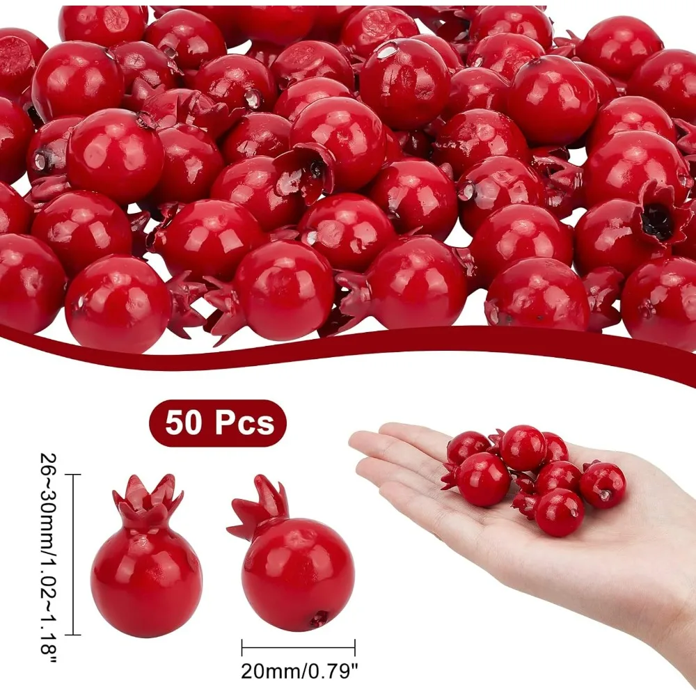 50Pcs Mini 0.79 Inch Artificial Pomegranate Realistic Fake Fruit Lifelike Apple Simulation Foam Pomegranate for Floral