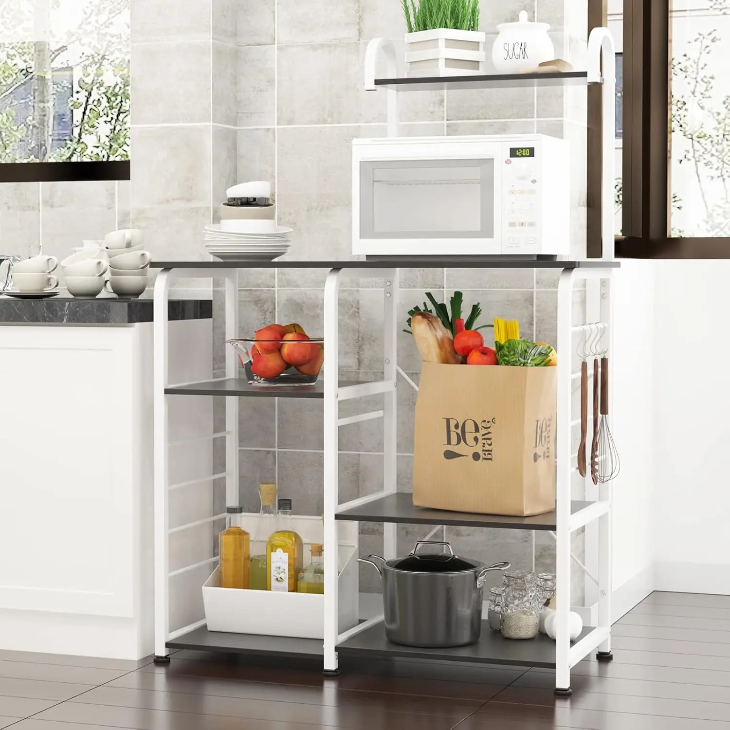 Kitchen Baker's Rack 3-Tier+4-Tier Microwave Stand Storage Rack,Kitchen Utility Storage Shelf Organizer