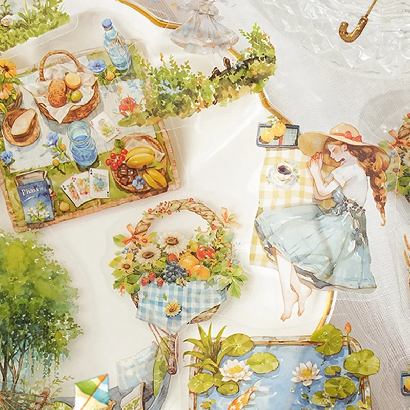 45pcs Life Observation Diary Series Stickers Handbook Collage DIY Photo Frame Album Diary Notebook Postcard Envelope Card