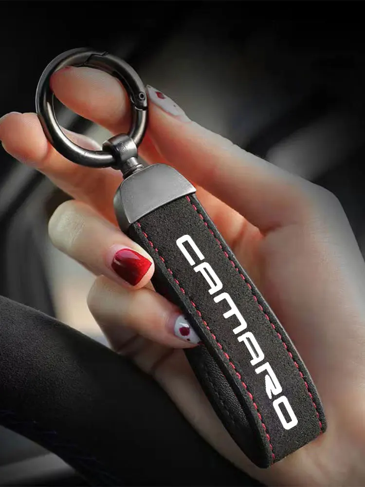 Anti-lost Car Simple Keychain Keyring Leather Auto Vehicle Key Chain Holder Fashing Gift For Chevrolet camaro Car Accessories