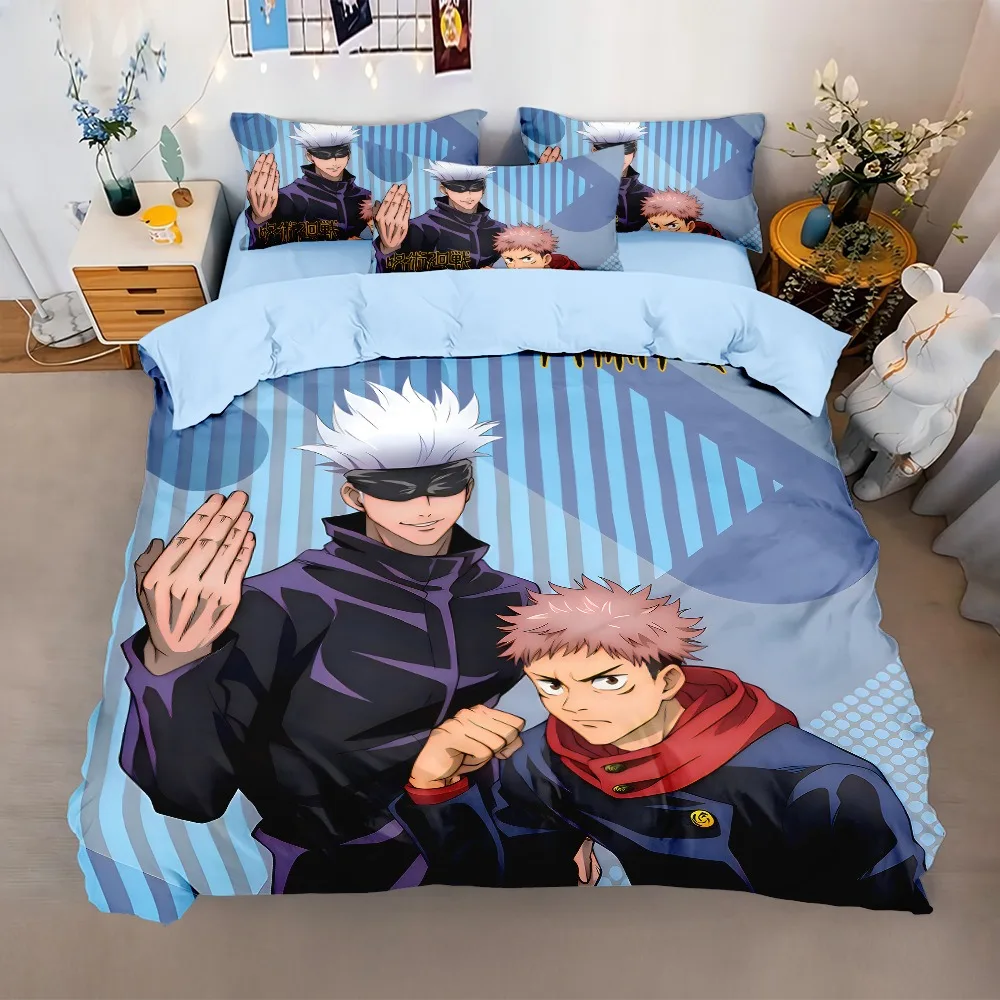 Jujutsu Kaisen Bedding Set,Japan Famous Anime Duvet Cover Sets,Satoru Gojo Quilt Cover and Pillowcases Single/Double/Queen/King