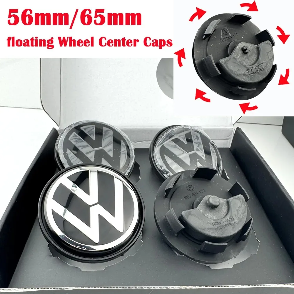 For Volkswagen VW Golf 5 6 7 Passat B6 B7 B8 Tiguan Polo Jetta GTI 3B7601171 4pcs 56mm 65mm Floating Wheel Center Caps Hub Cover view 5