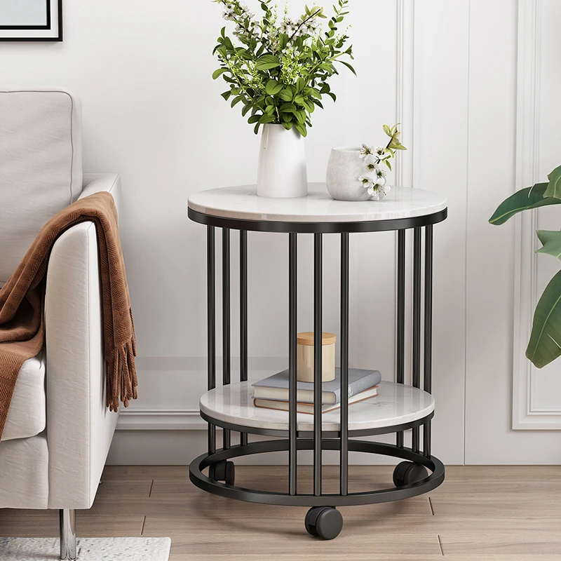 Small Modern Coffee Table Console Mobile Round Garden Center Table Entryway Picnic Balcony Table Basse Bedroom Furniture