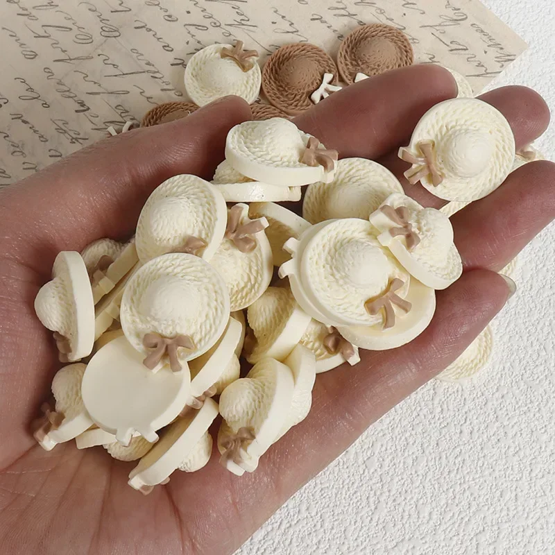 20/100pcs New resin accessories straw hat series creative diy handmade mobile phone shell hairpin hair decor materials