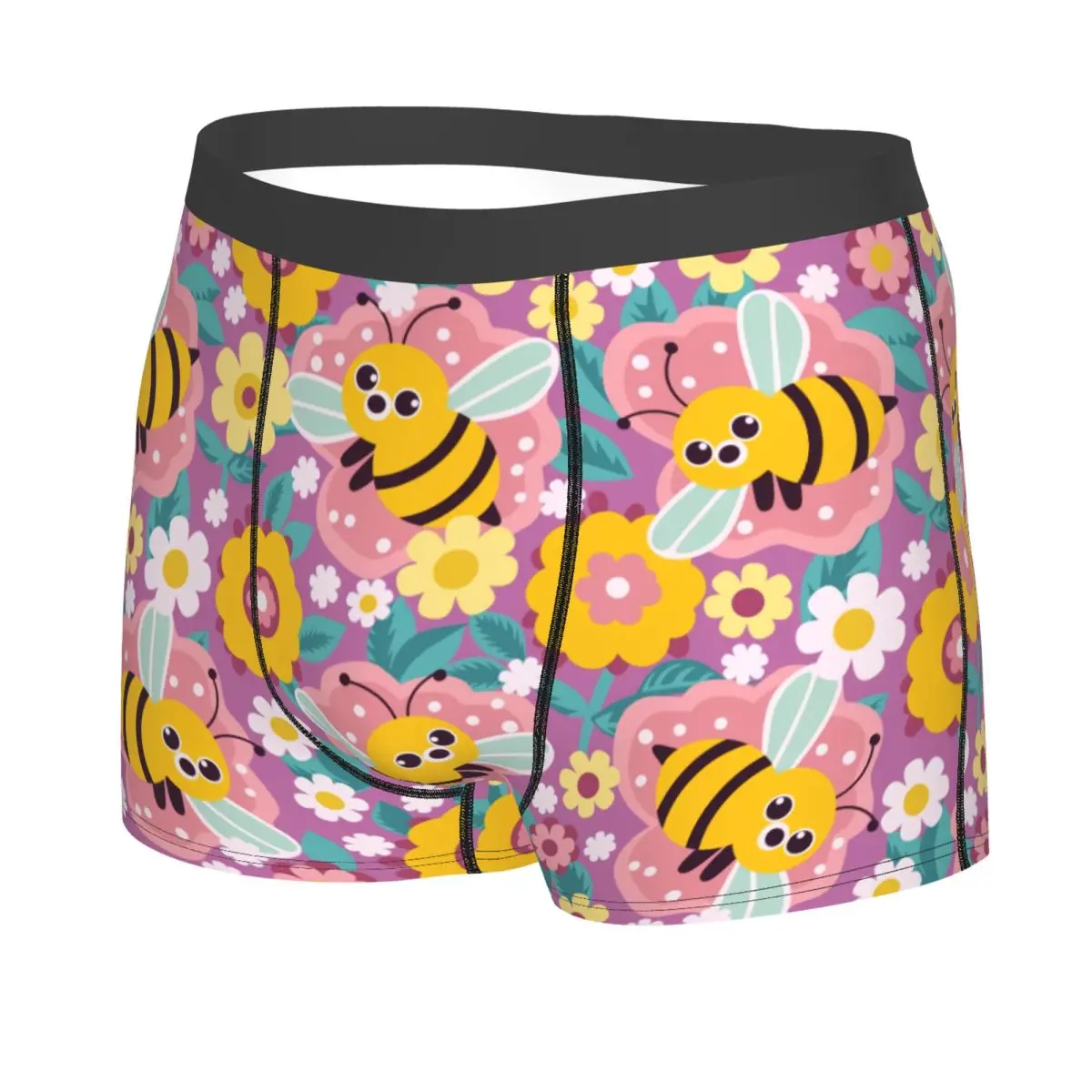 Custom Male Fashion Cute Bees Flower Pattern Underwear Boxer Briefs Men Breathable Shorts Panties Underpants - view 2