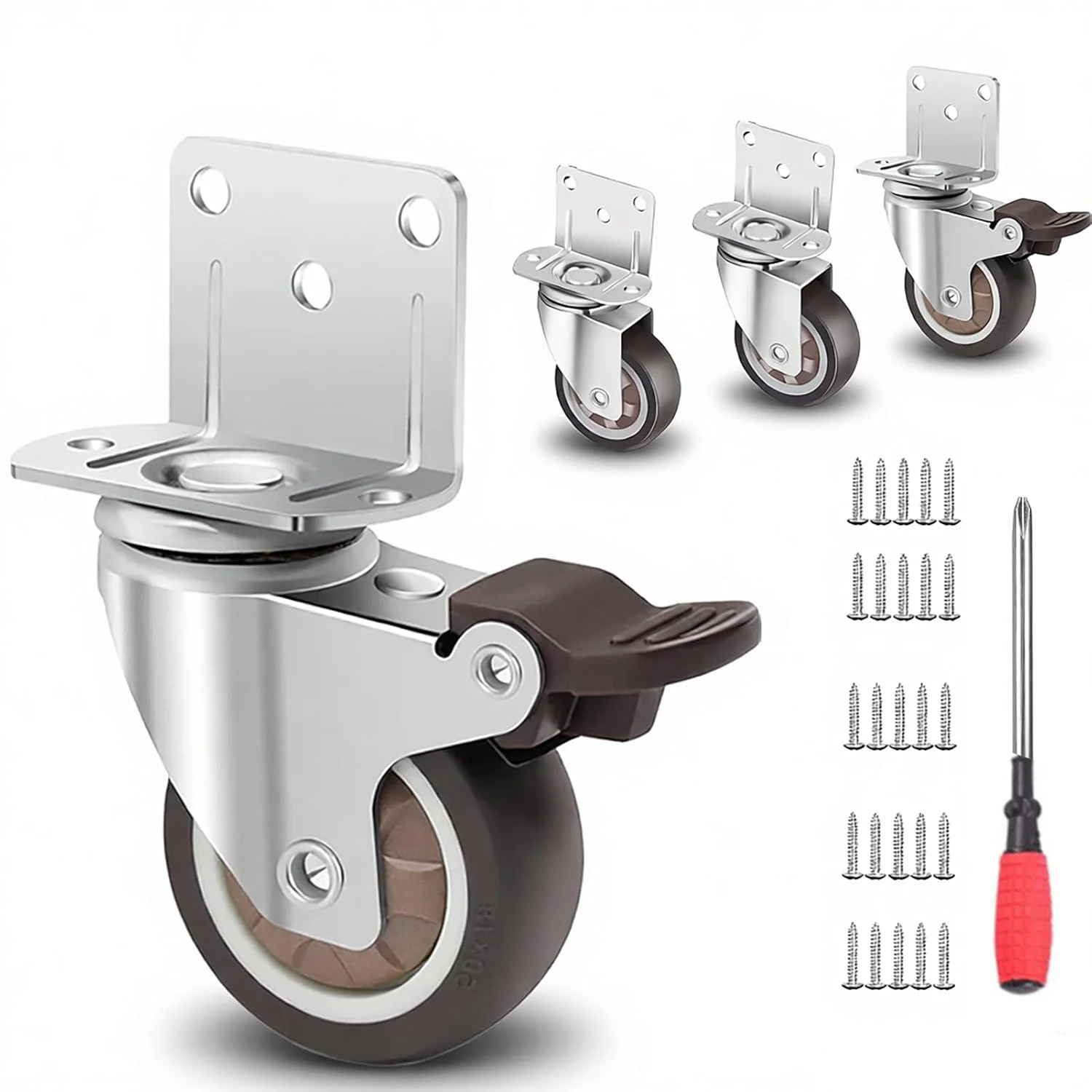 Furniture Hardware Fitting - 4 stuks L-vormige meubelwielen, 1-2 inch,