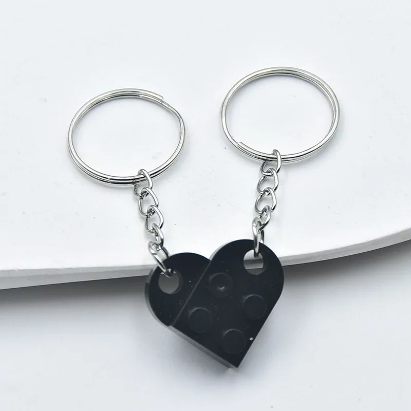 Heart Keychain Small Brick Matching Pendant for Couples