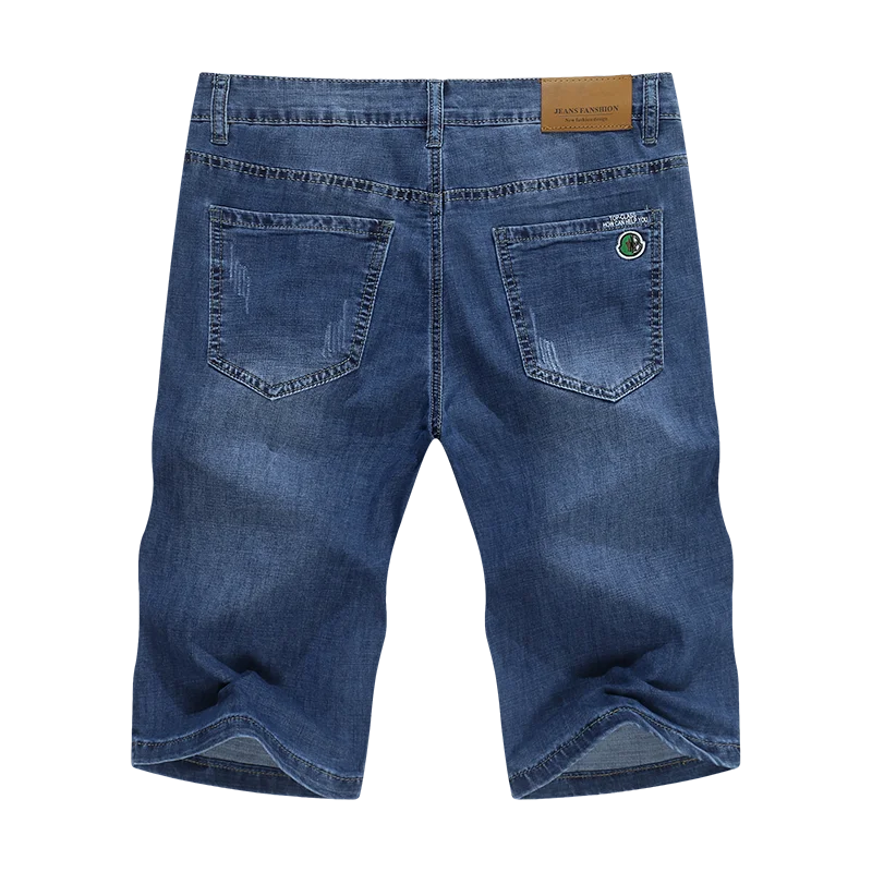 Summer Denim Shorts For Men Jeans Straight Cut Business Casual Ultrathin Stretch Fashion Pockets Men's Cropped Pants Cowboys