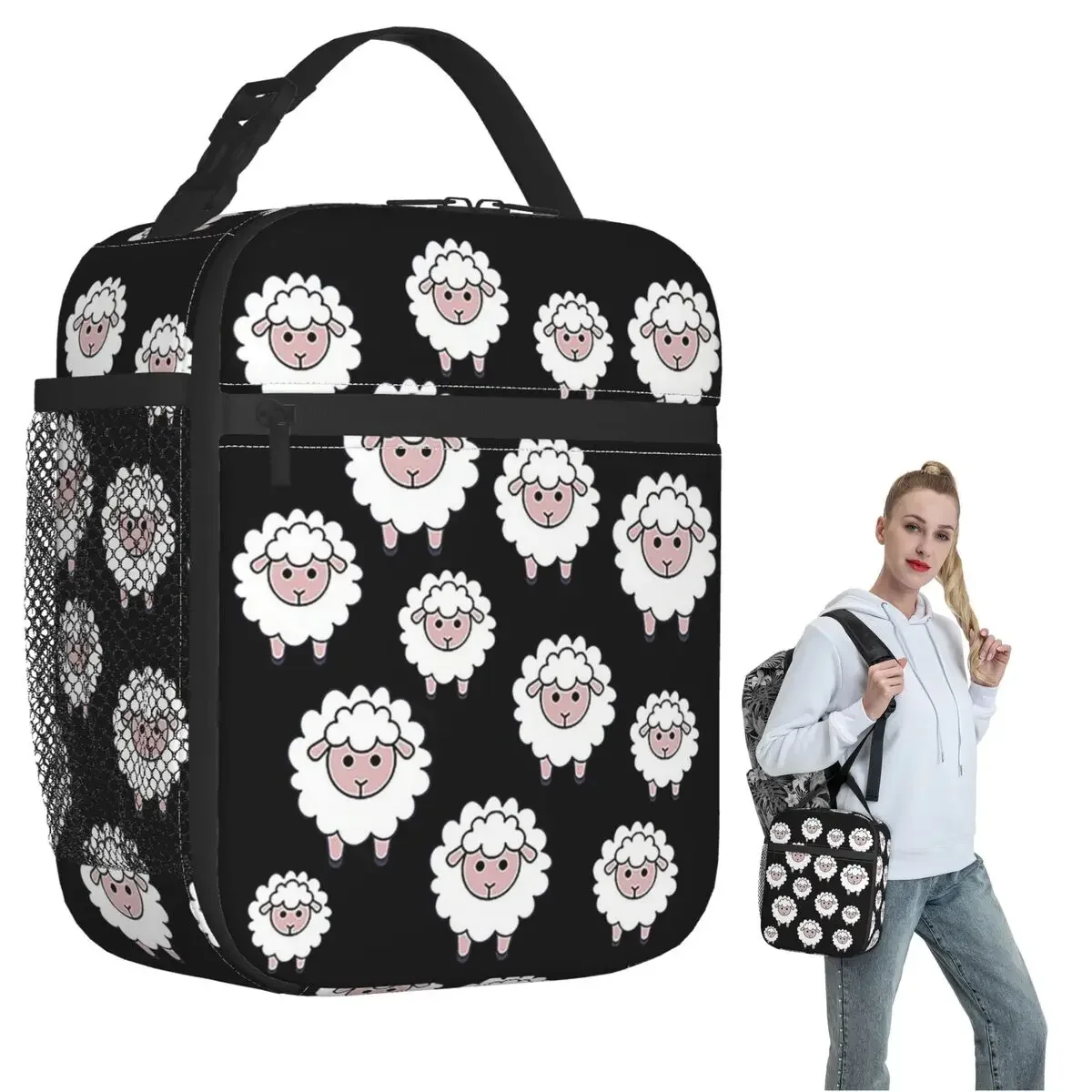 A Big Sheep Gang A Sweet Herd Of Sheep Is Watching You I Love Sheep Insulated Lunch Bag Food Boxes Thermal Lunch Box Tote