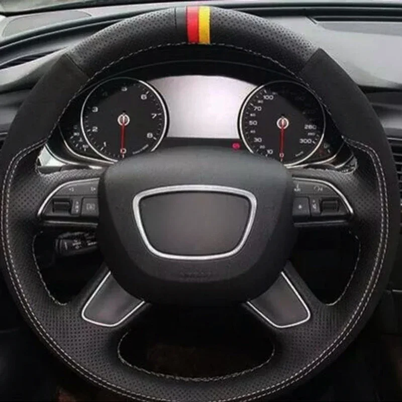 Customize DIY Genuine Leather Car Steering Wheel Cover For Audi A6 (C7) 2012-2016 Q7 2013-2015 A8 2011-2016 S8 2013 Car Interior