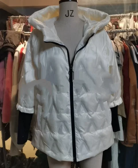 

Autumn and Winter New Cotton Clothing Fashion Hooded Fashion Loose Long Sleeved V-Shaped Jacket Jacket Cotton Clothing Women