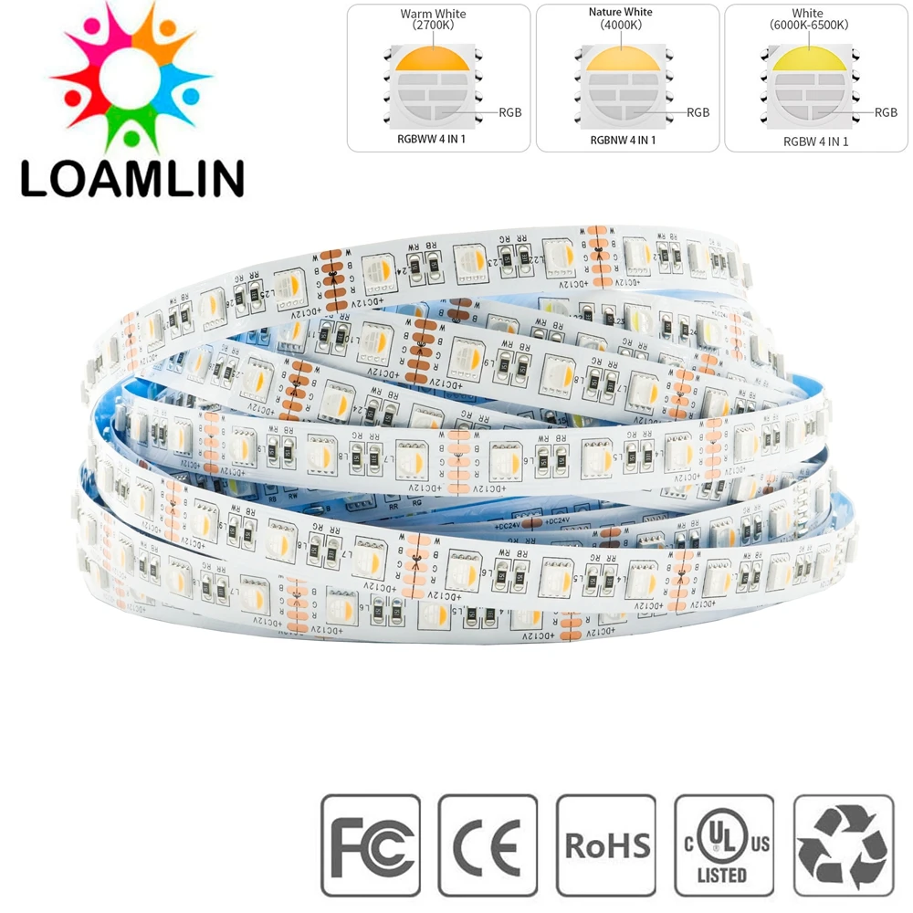 

Bright 5050SMD RGBW RGBWW 4 IN 1 Led Strip Flexible 60/72/84/96Leds/m RGBNW Light Ribbon Tape DC12V/24V