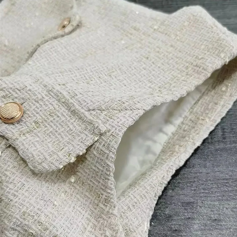 2025 Woman Fashion Tweed Texture Vest Casual Slim Versatile Women Single Breasted With Belt Tank Tops Summer Outerwear