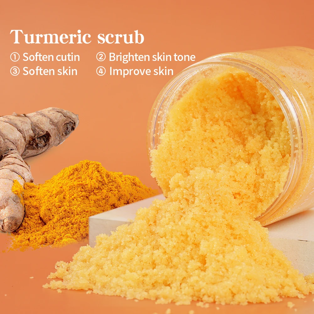 Turmeric Body Scrub Sugar Soften Cutin Brightening Moisturizing Salt Cleaning Skin Smooth Exfoliating