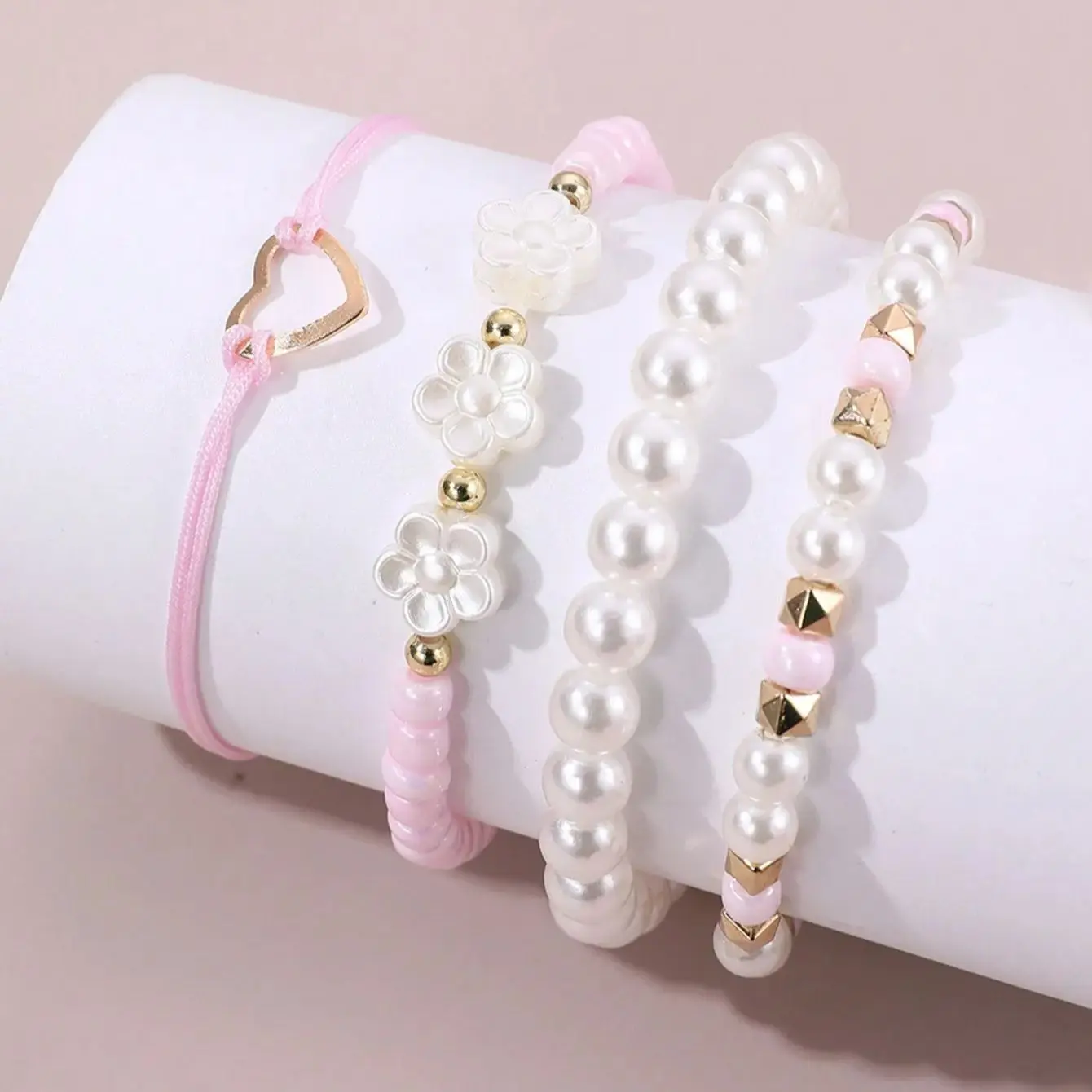 طقم سوار للأطفال ، حبات أرز مقلدة ، مطرز بالحب ، طراز لطيف حلو ، أرز ملون ، 4 * *