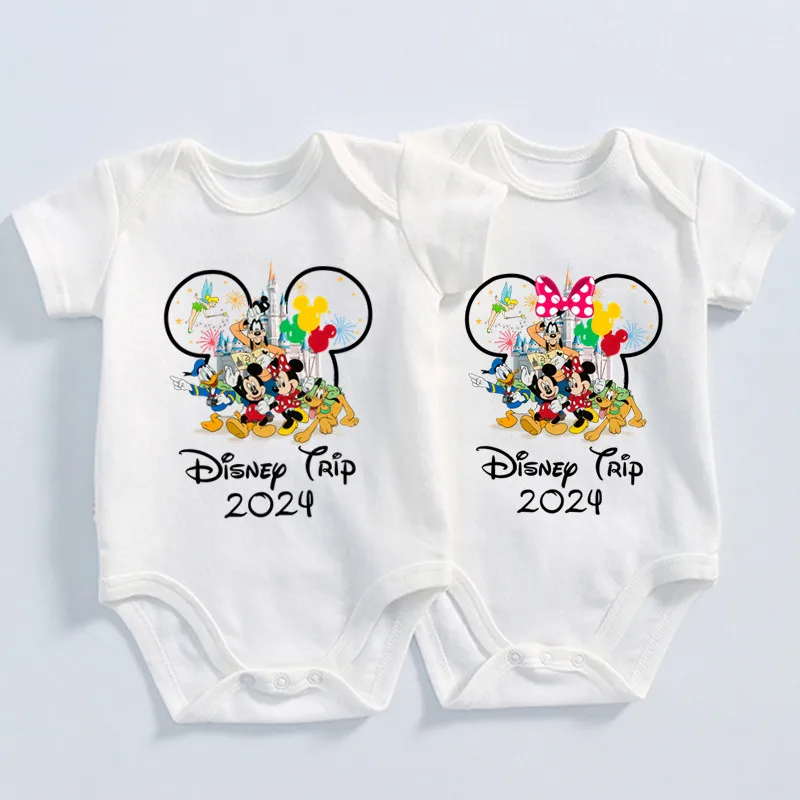 Cute Newborn Boys Girls 2024 Disney Trip Bodysuit 100% Cotton Romper Infant Toddler Jumpsuit