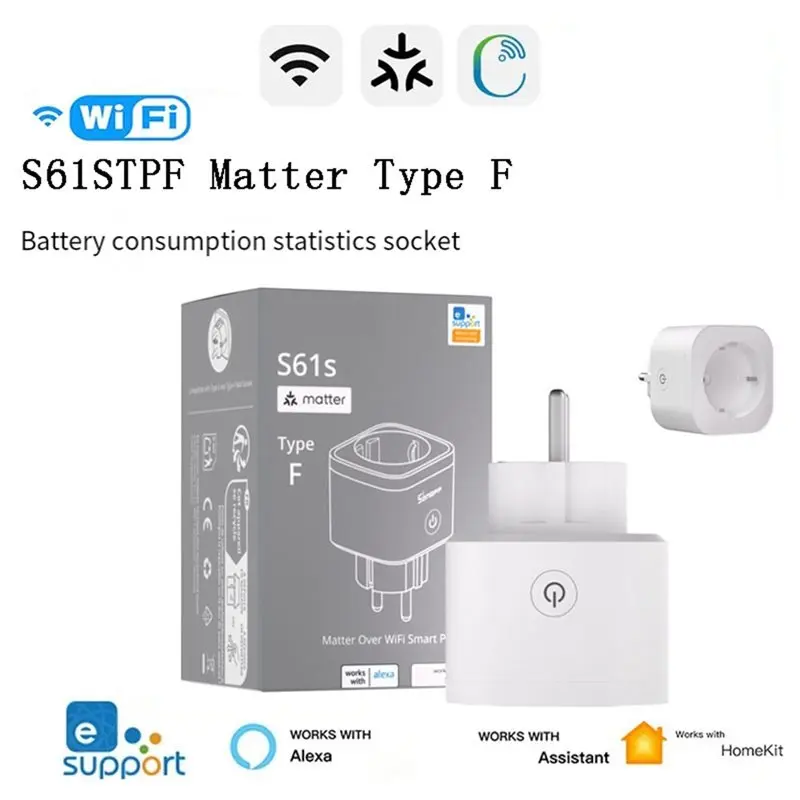 A99E-Matter Over Wifi Smart Socket With Power Energy Monitoring Smart Scene Remote Control Work For Alexa Homekit EU Plug