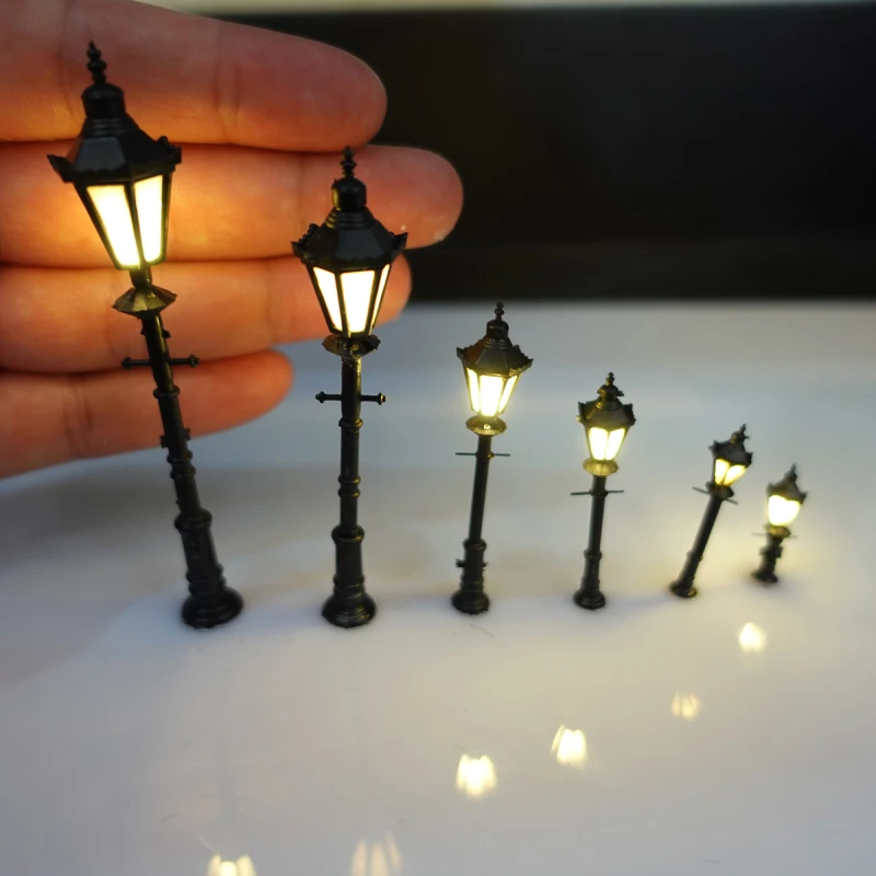 3pcs Model Lights Ho N O Scale 3v Lamppost Lamps Model Garden Street Park Lamps Trains Railway Park Layout without Power Source