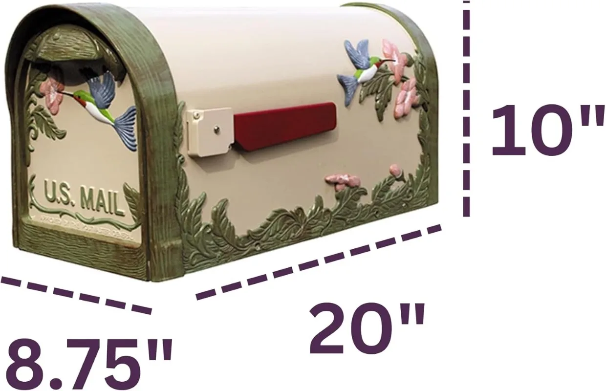 Hummingbird Curbside Mailbox Natural Aluminum Mailbox for Post Mount EASY INSTALLATION DURABLE OUTDOOR MAILBOX