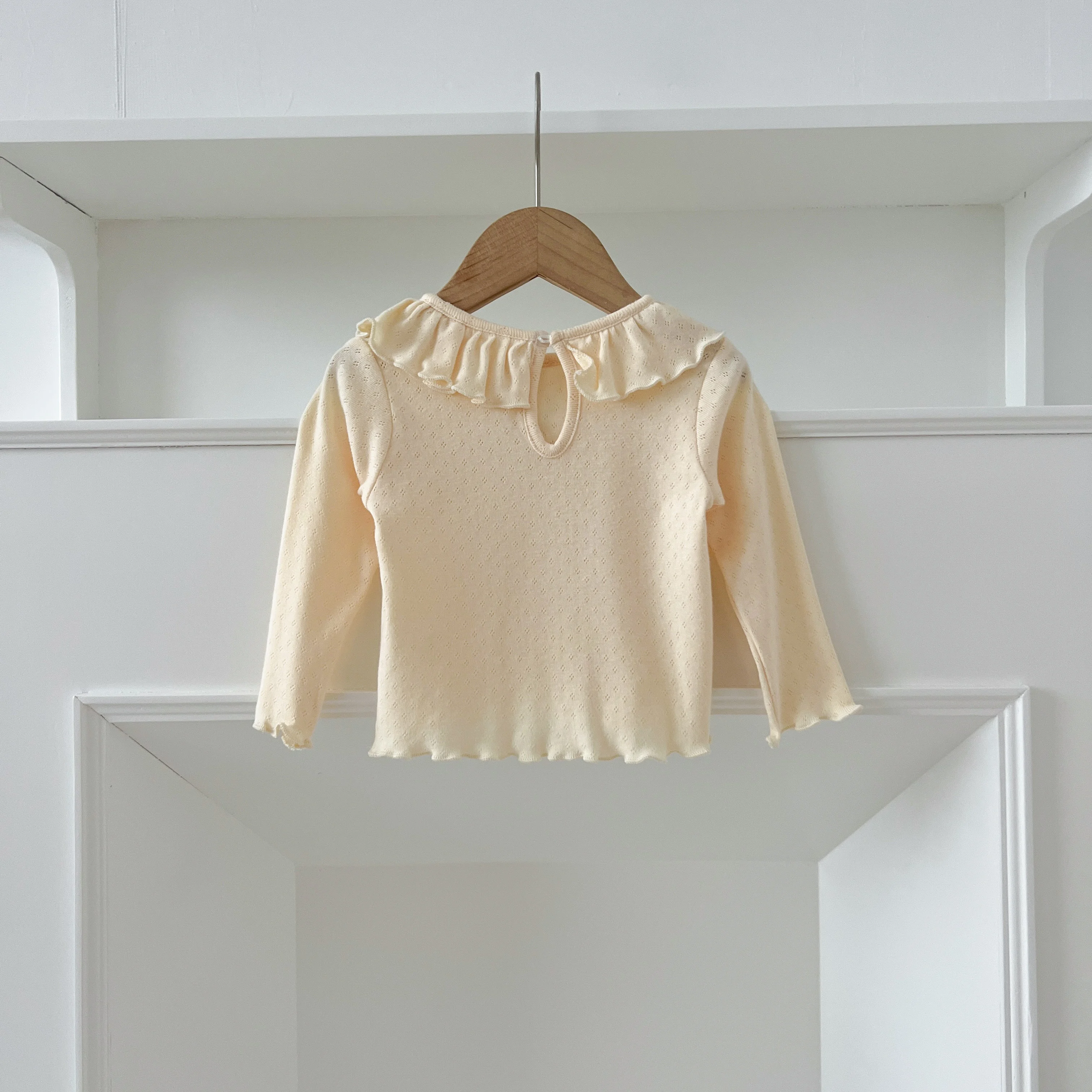 1-6Yrs Baby Kleidung Frühling Infant Mädchen Langarm T-shirts Spitze Lotus Kragen Prinzessin Kinder Bodenbildung Shirt Kleinkind Baumwolle Tops – Detail 26