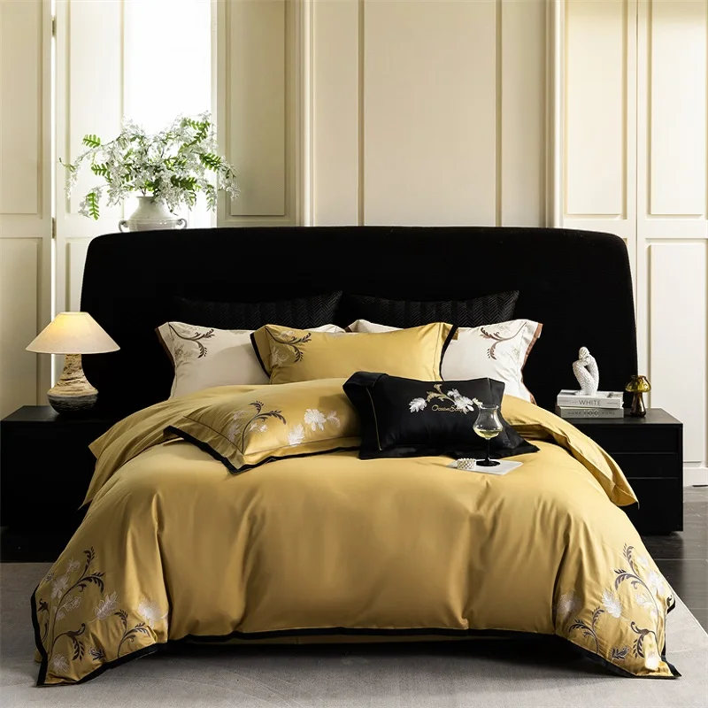 

Premium 1000TC Egyptian Cotton Luxury Embroidery Queen King Size Bedding Set Duvet Cover Flat/Fitted Bed Sheet Pillowcases 4Pcs