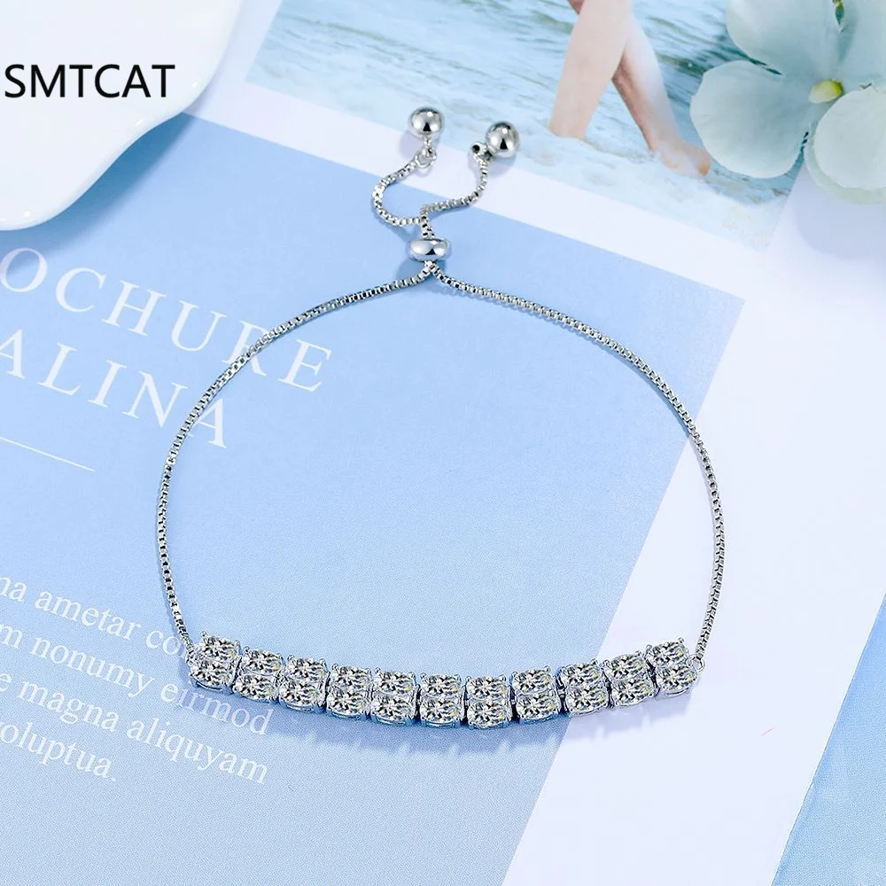 

Овальный теннисный браслет D VVS1 с муассанитом, полный бриллиант, стерлинговое серебро 925 пробы, белое золото, регулируемые браслеты для женщин и мужчин