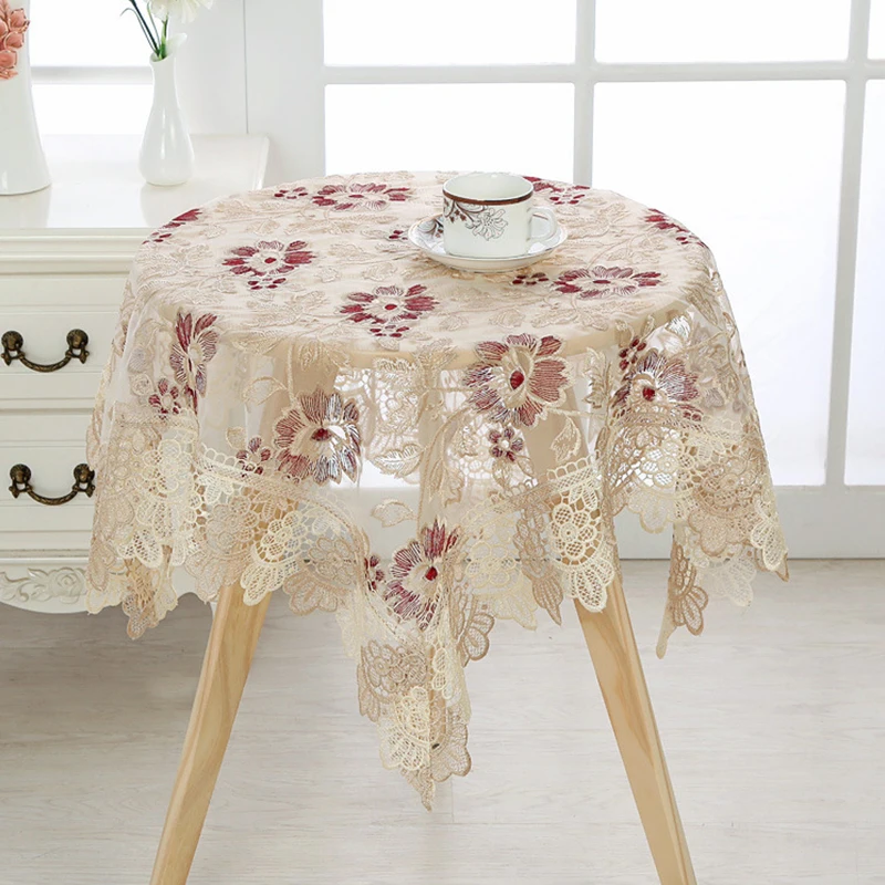 Table Cover Rectangular/Square/Round Tablecloth Embroidered Lace Coffee Tables Cloth for Valentine's Day Wedding Table Decora