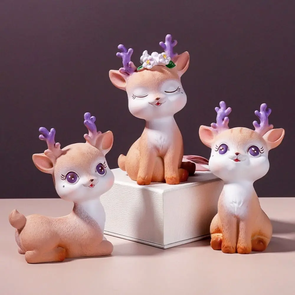 

Mini Resin Elf Deer Figurine Christmas Reindeer Car Decoration Crafts Accessories Animal Statue Children