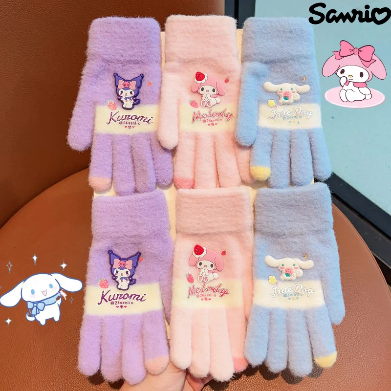 

Sweet Sanrio My melody Cinnamoroll Kuromi winter new cute creative cartoon pattern fashion all-inclusive split finger gloves