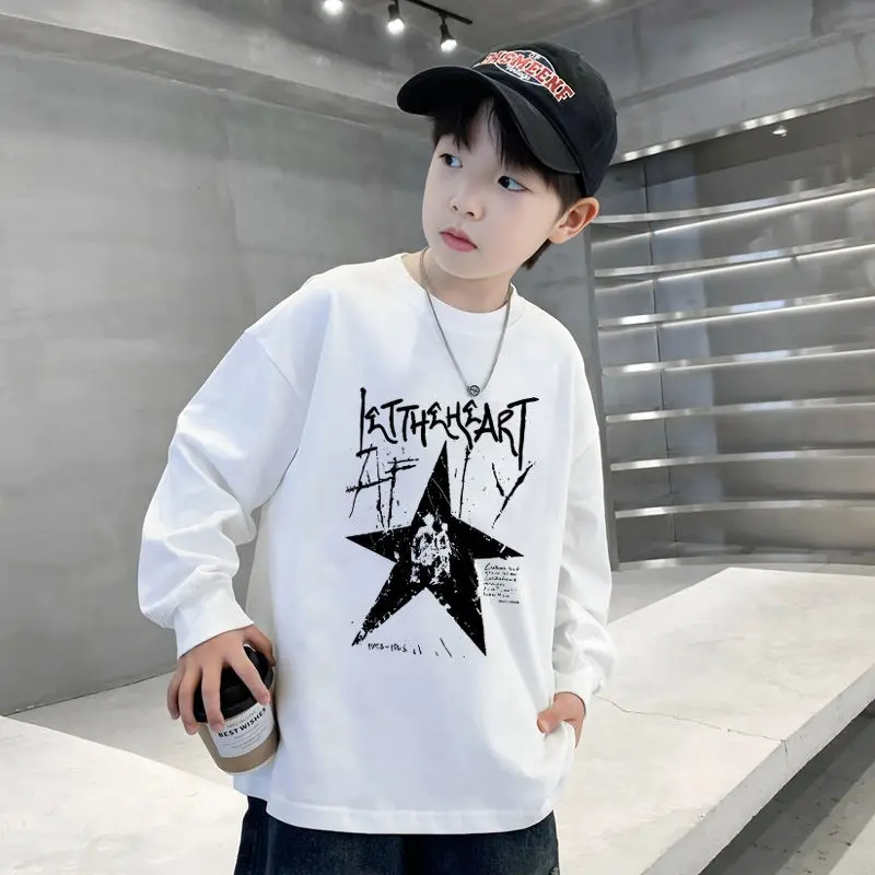 

Lightweight Pure Cotton T-shirt 2025 New Children's Clothing Outdoor Clothes Boys Tshirt Wear Boy Child Kids Spring Autumn Boys'