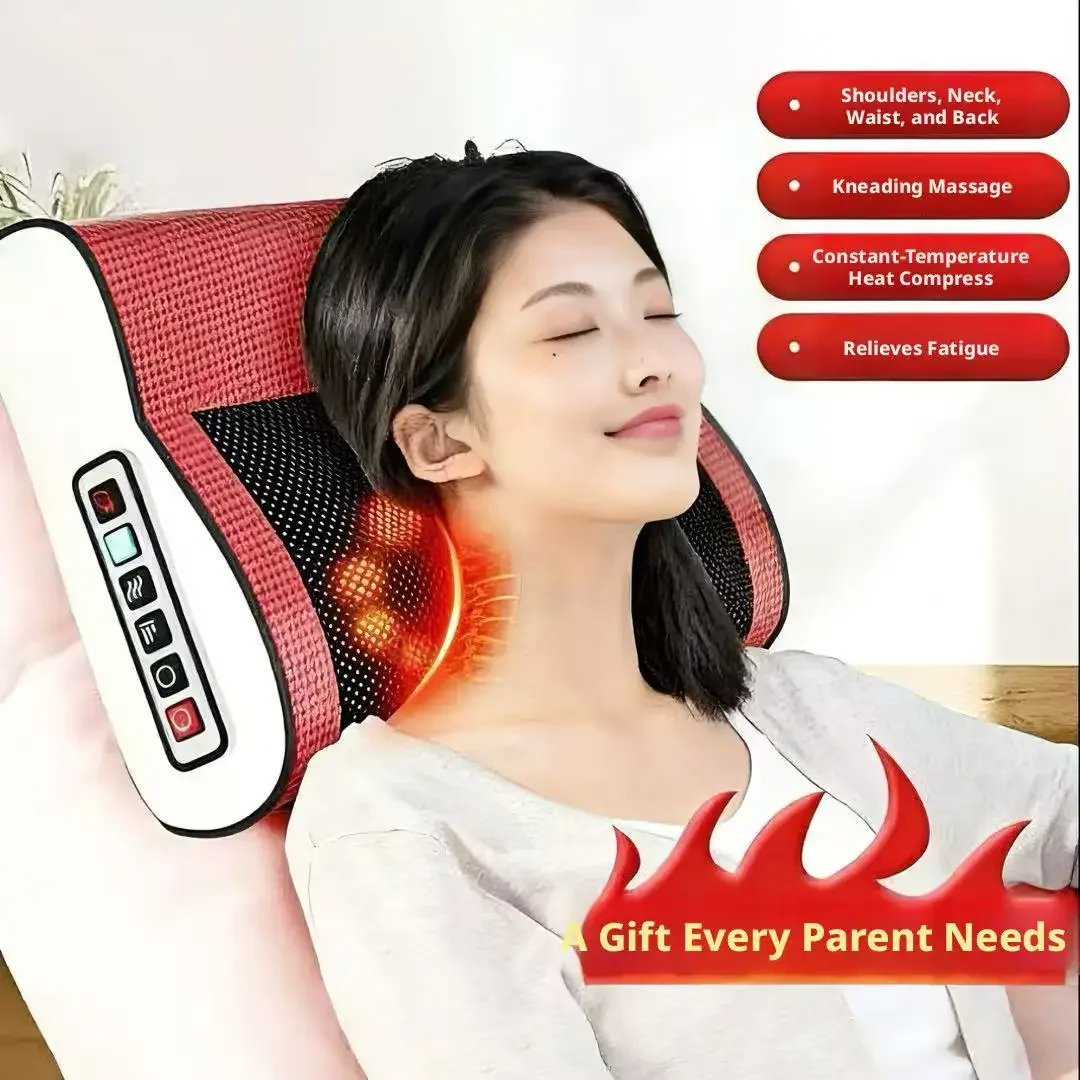 New Upgraded Infrared Heating Massage Pillow Full Body Kneading Hot Compress Cervical Shoulder Waist Relief Home Relax Gift